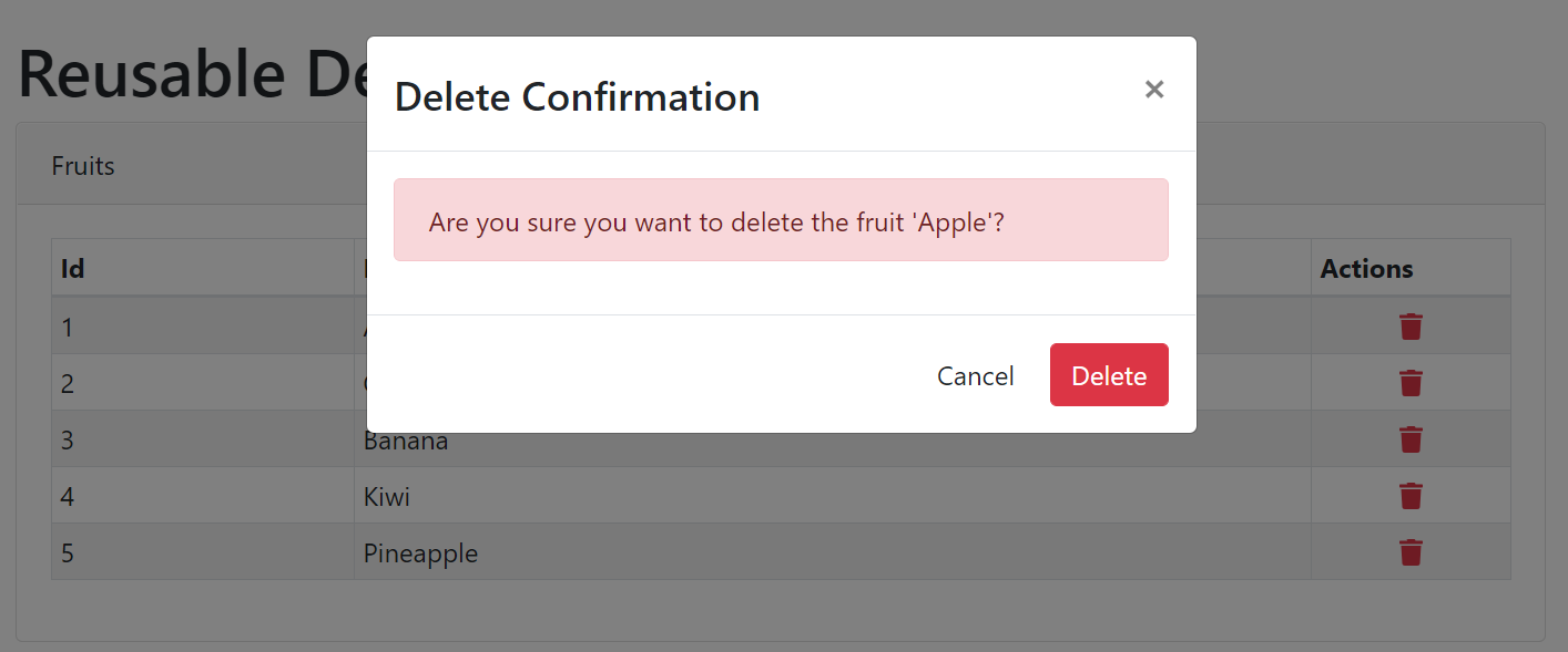 React Delete Confirmation Modal