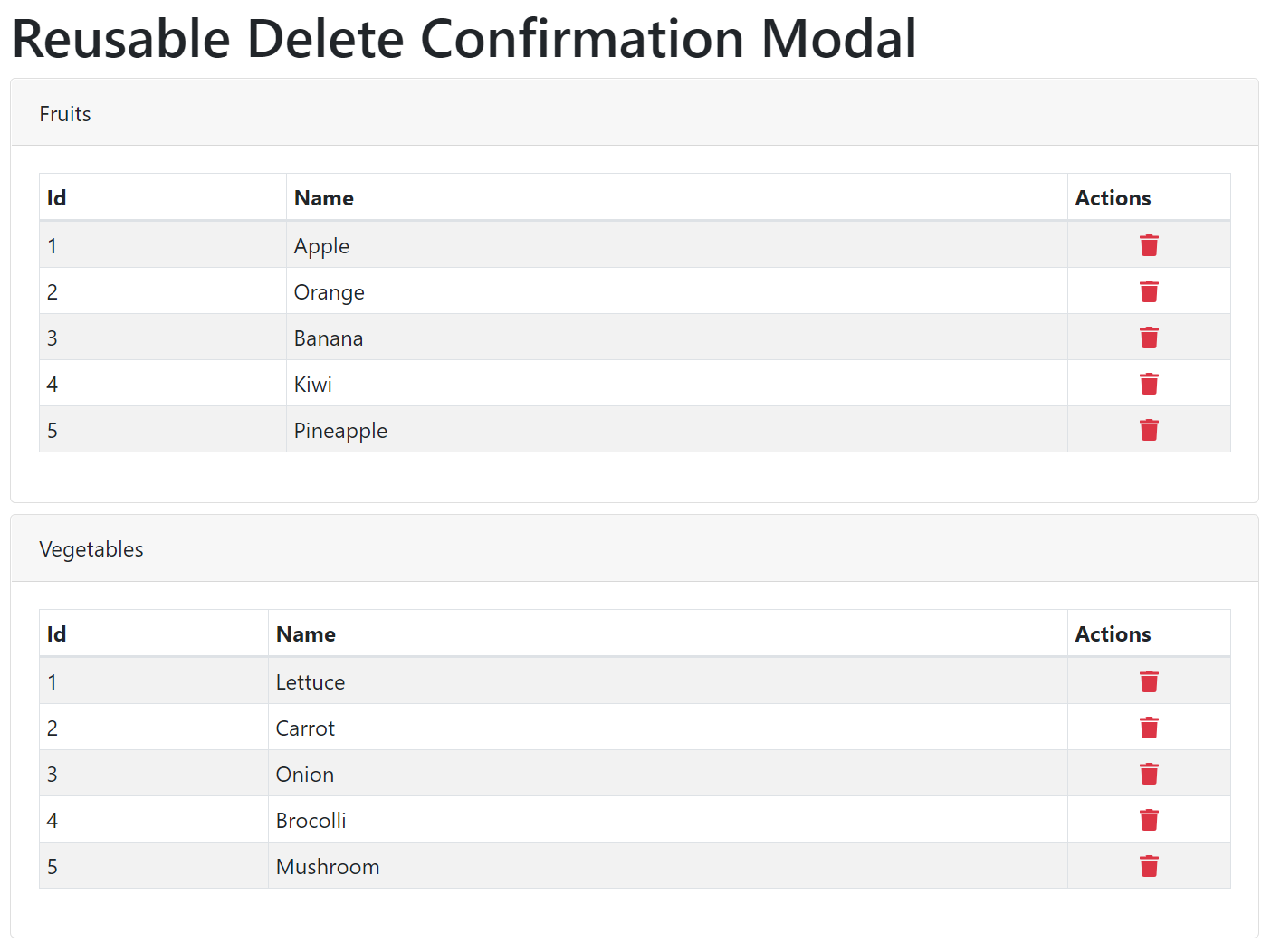 React Delete Confirmation Modal